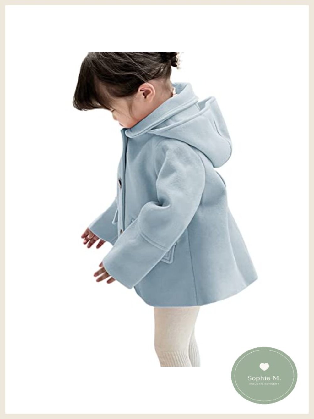 Girls Wool Blend Button Formal Coat Hooded Winter Jacket